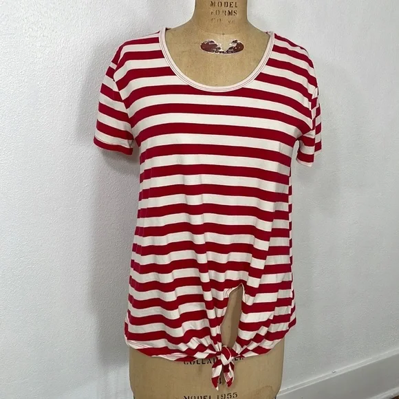 Umgee Tops Umgee Usa Red And White Stripe Short Sleeve